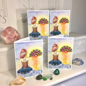 Meditation Greeting Cards | 5x7 | Blank Inside | Fine Art Cards | Zen Meditation Art Cards | Zen Stationery | Mindfulness Stationery