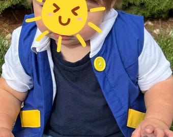PUYYDS Herren Anime Blaue Jacke – Ash Ketchum Cosplay Set Mit Mütze & Handschuhen Für Halloween