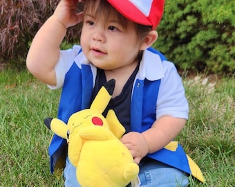 子供用サトシの帽子と手袋のコスプレセット - ポケモンコスチューム