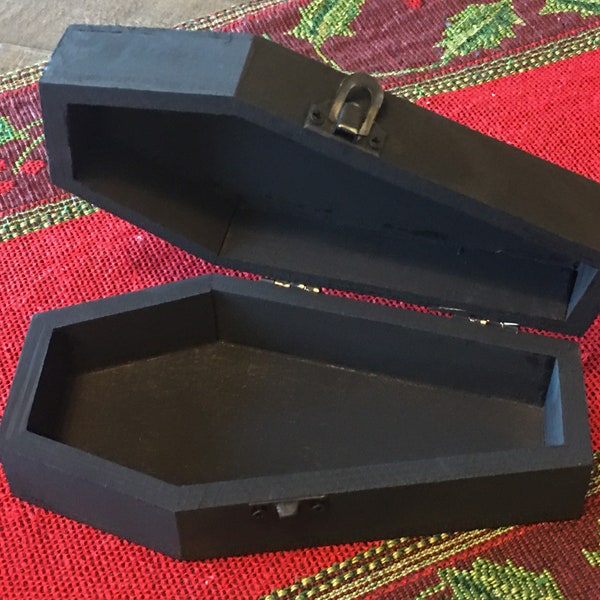 COFFIN - small Trinket box - display  open/closes 6” long ~ punk Halloween Goth Spooky