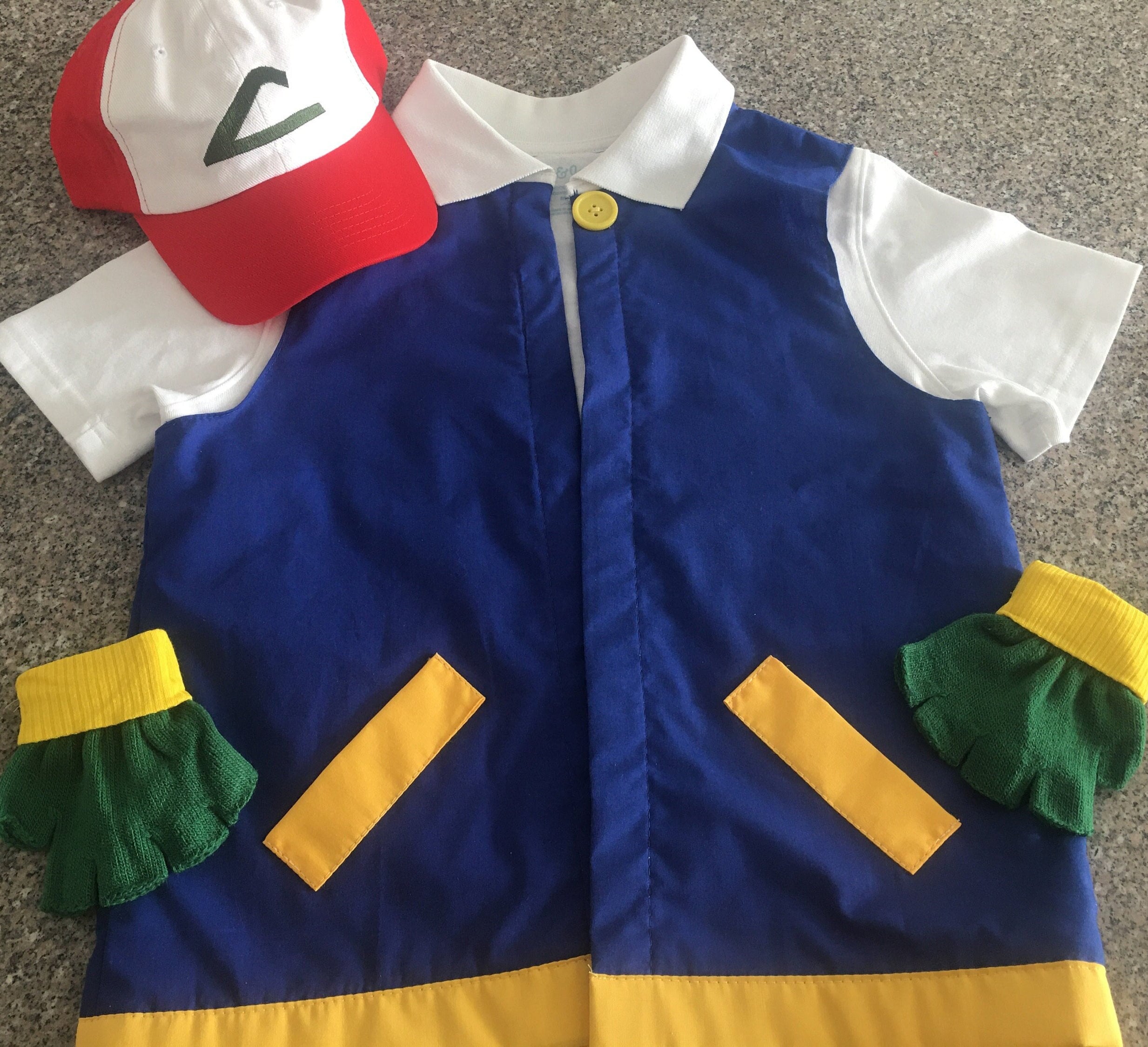 Child 3 Pc POKEMON TRAINER Ash Ketchum Cosplay Costume Hat, Jacket & Gloves  Child/boy/girl -  Hong Kong