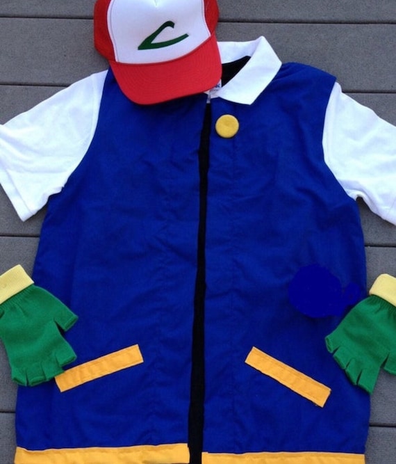POKEMON Trainer ASH Ketchum Costume adult Full Set W/ Twill Hat