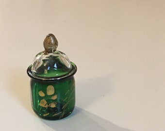 Dollhouse GLASS Miniatures - Vintage hand Blown & painted - Glass canister   1:12 scale