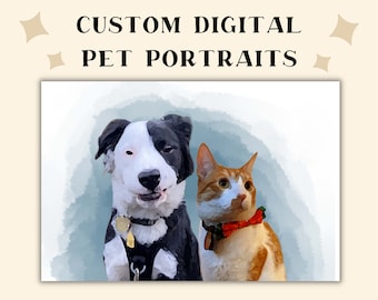 Custom Digital Pet Watercolor Portrait, Custom Dog Portrait