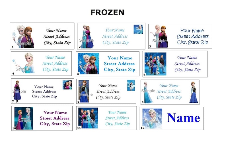 CUTE Frozen Anna Elsa Return Address Party & Name Sticker Etsy