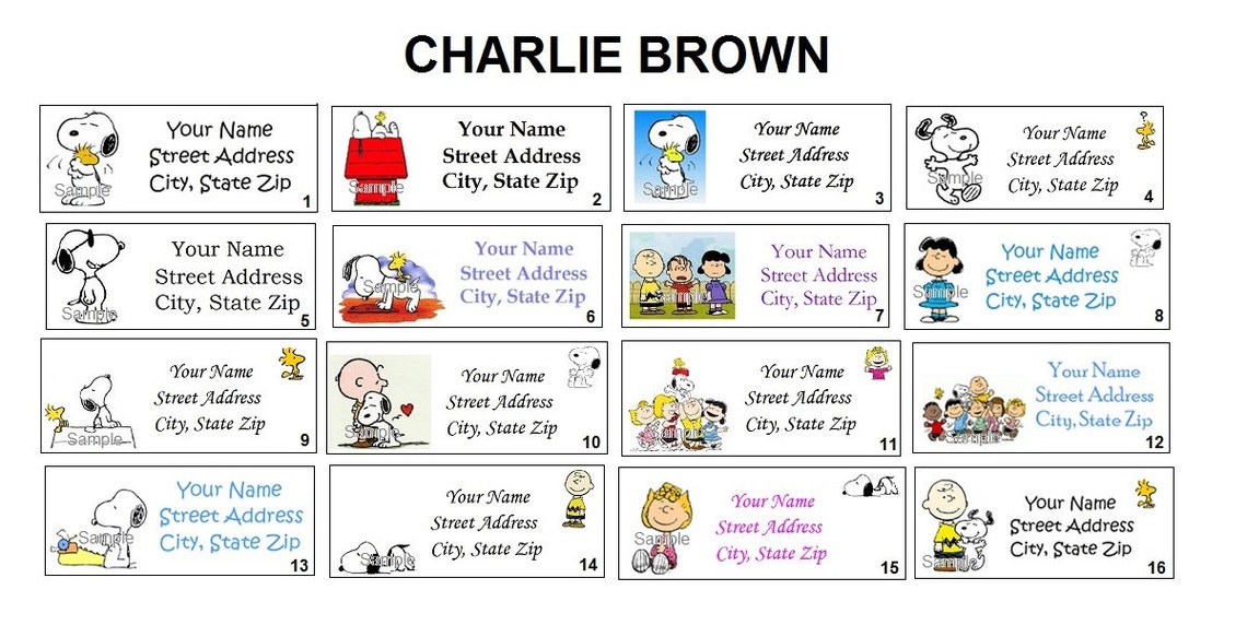 CUTE Charlie Brown Snoopy Return Address Party & Name Sticker Etsy