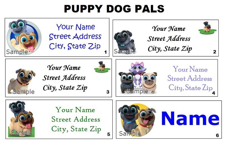 CUTE Puppy Dog Pals Bingo Rolly Address Labels Party & Name Etsy