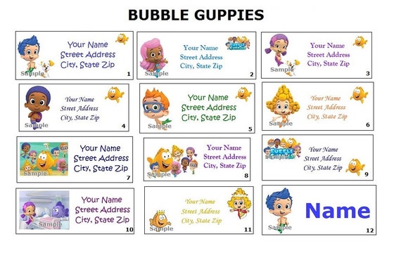 Cute Bubble Guppies Return Address Party Name Sticker Etsy