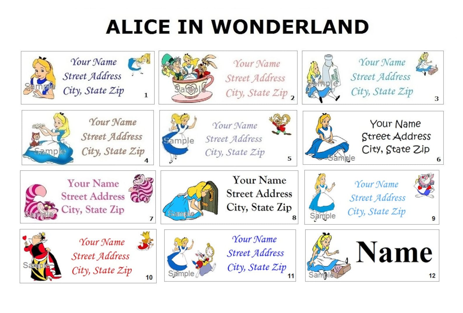 CUTE Alice In Wonderland Return Address Party & Name Sticker Etsy
