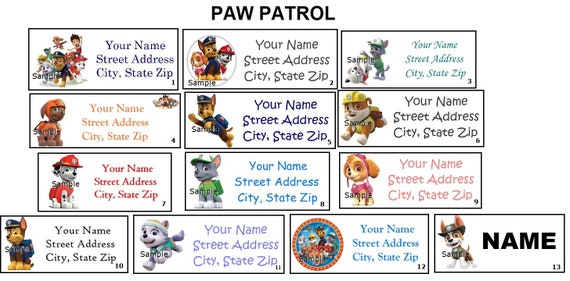 CUTE PAW Patrol Return Address Labels Party & Name Stickers | Etsy