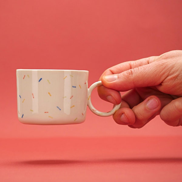 Bunte Streusel Tasse. Kaffeetasse für Abschlussfeier, Geburtstag Geschenk für Kaffeeliebhaber