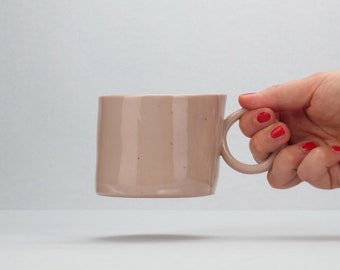 Powder pink mug, medium sized handmade unique and delicate cup with handle