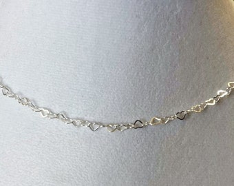 Heart Sterling Silver Collar Chain