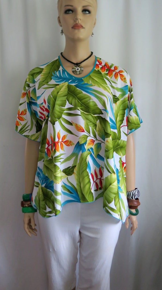 Hawaiian Heliconia Polynesian Butterfly Caftan Cover-up Shirt | Etsy