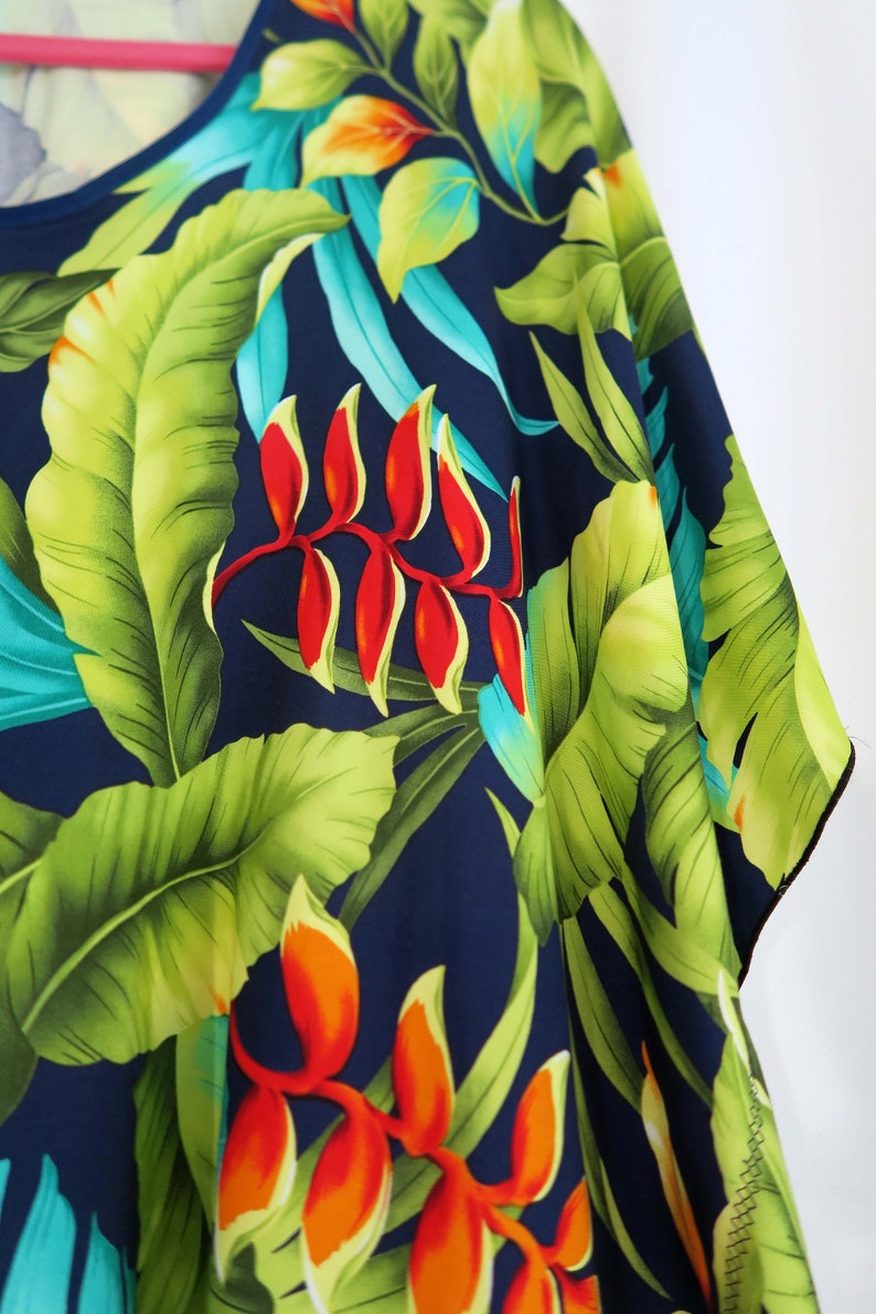 Hawaiian Heliconia Polynesian Butterfly Caftan Cover-up Shirt | Etsy