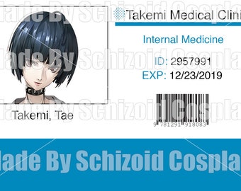 Persona 5 Tae Takemi Clinic Badge avec étui (imprimé sur Cardstock)
