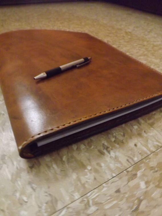 Large leather Portfolio /Notebook holder Antiqued Handmade Etsy