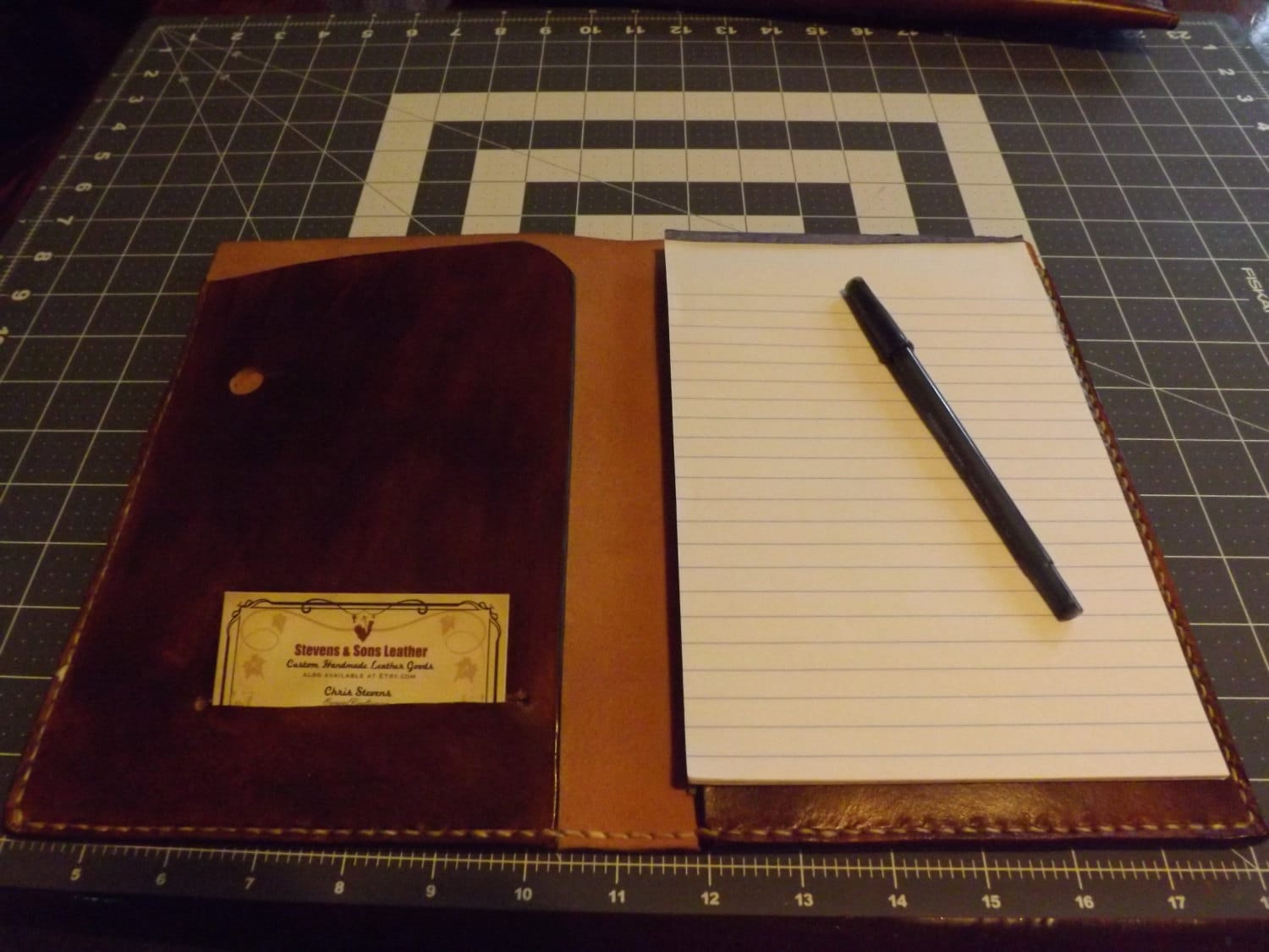 Small Leather Portfolio/ Notebook Holder. Antiqued Handmade