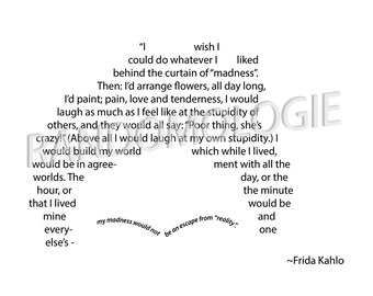 Frida y su ceja Typography Digital Print