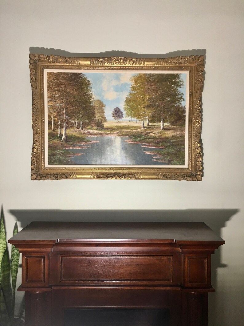 Vintage Oil Painting Hand Carved Gilt Wood Frame German Image 0