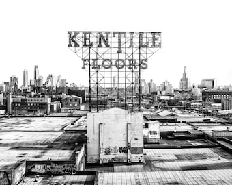 New York Photography - Kentile Floors Sign in Brooklyn, New York. Black and White Photograph - 8x10 photo