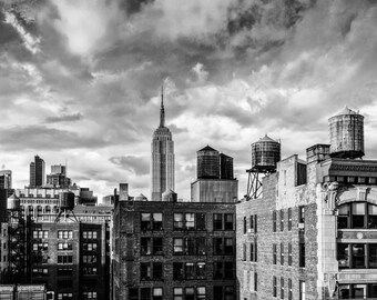 New York Photography - Empire State Building, Big Apple, Manhattan, I Love NY, Water Towers, NYC, Dusk, Midtown, New York 8x10 color photo
