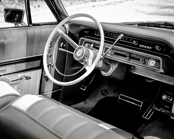 Classic Car Photography 1966 Ford Galaxie 500 Convertible Classic Car Vintage Red Auto Car Interior Retro 8x10 Fine Art Photograph