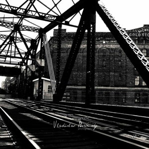 Milwaukee Cold Storage and Railroad Tracks Black & White Photograph - Milwaukee, Wisconsin 8x10 photo