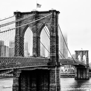 New York Photography - Brooklyn Bridge, NYC Skyline view from DUMBO, Brooklyn Black and White Photograph, New York, Manhattan  - 8x10 photo
