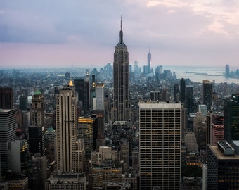 New York Photography - Manhattan Skyline Sunset, Empire State Building, Big Apple, Manhattan, I Love New York, New York 8x10 color photo