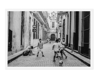 Havana Street Photography Print: Cuban Boys Playing Soccer