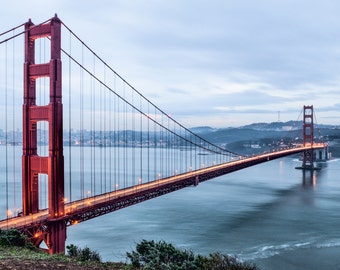 San Francisco Photography - Golden Gate Bridge, San Francisco, California, Golden Gate Photo, San Fran Print, Fine Art, Dusk, - 8x12 photo