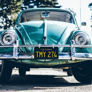 VW Beetle Photography - Classic 1960s VW Bug, Volkswagen Beetle, Vintage Car, Retro, Teal, Classic VW Bug California Photo