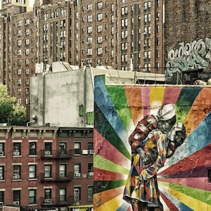 New York Fotografie, US Sailor Küssen eine Krankenschwester, New York Graffiti. Manhattan Highline Park, New York Street Art, 8 x 12 Foto, New York