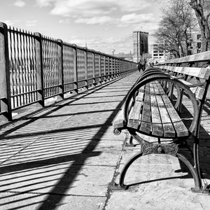 New York Photography - Brooklyn Bridge, Brooklyn Heights Promenade, Manhattan Skyline, Black and White Photo, Brooklyn, New York 8x12 photo