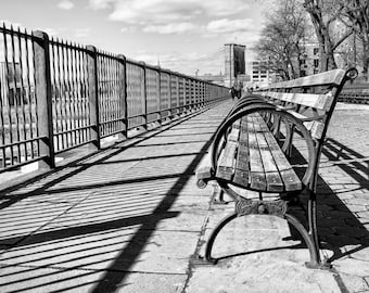 New York Photography - Brooklyn Bridge, Brooklyn Heights Promenade, Manhattan Skyline, Black and White Photo, Brooklyn, New York 8x12 photo