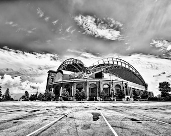 Milwaukee Miller Park Photography, Home of the Milwaukee Brewers, a Black & White Photograph of Miller Park Stadium, Milwaukee Brewers photo