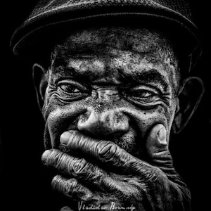 Street photography - Black & White Portrait of an African American Man, portrait, photograph, black and white portrait, face