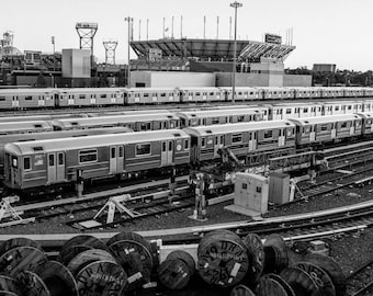 New York Photography - #7 Line Train. Black and White Photograph. Queens, New York - 8x12 photo