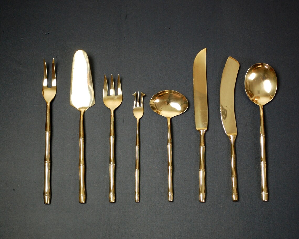 131 Pieces Bamboo Flatware from Thailand Bronze 12 Place Etsy