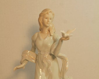 Past Times Lady With Dove Figurine