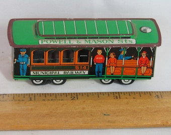 Vintage Tin Friction Trolley Japan Made - Powel & Mason/Bay n Market Municipal Railway 514 Bay n Taylor/Powel n Market