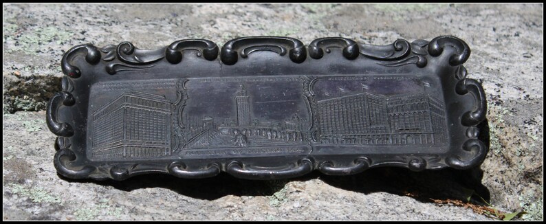 Vintage Pewter Souvenir of Chicago Ill tray