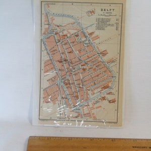 vintage Wagner & Debes Leipzig - Hollande/Pays-Bas Ancienne page de carte de Delft c.1910
