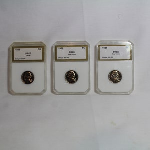Set of 3 Proof Nickels - 1956 5 cent PCI PF67 Cameo & (2)PF69 Deep Cameo - Pre-War Composition