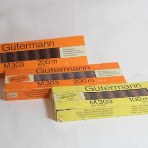 Vintage Gutermann M303 100m and 200m Thread Spools 478 Brown - 3 boxes of 10
