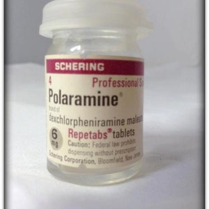 6 Schering Polaramine Professional Probe Flasche 6 mg Repetabs 1960'er Jahre