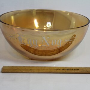 Vintage 9.5” Jeannette Marigold Carnival Glass Egg Nog Punch Bowl