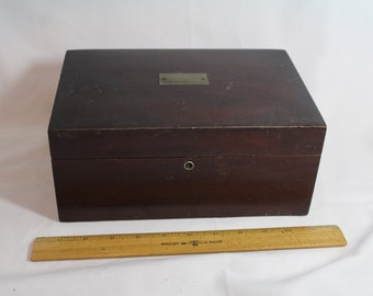 Vintage Wooden Humidor Aluminum Lined with Lock - No Key / Needs Restoration