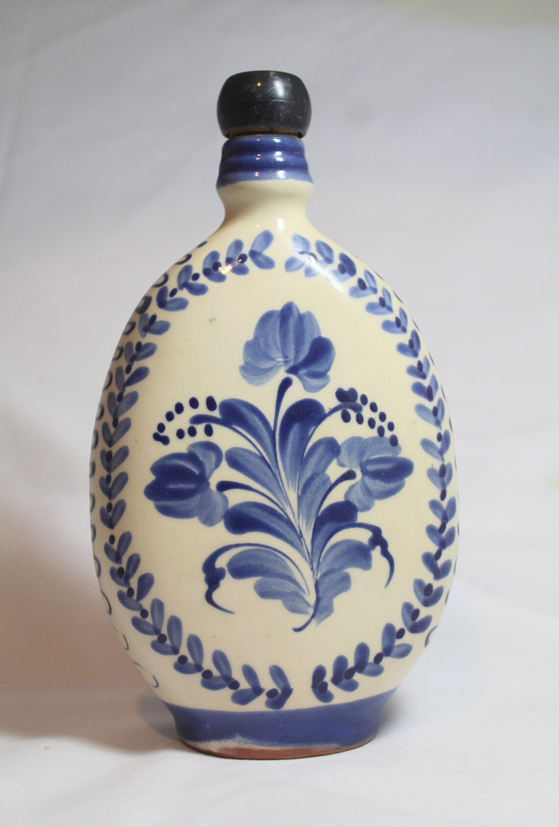 Vintage 'blue and White' Pattern Corked Bottle Made in Etsy